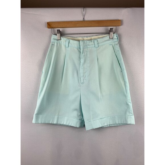 Vintage DEE CEE Pleated High-Waist Aqua Shorts Womens Medium - Picture 1 of 4
